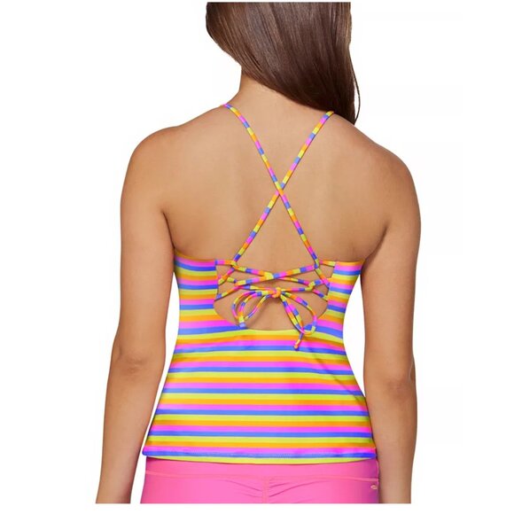 NWT Raisins Juniors' Shorebreak High-Neck Striped Tankini Top Size L $50 LLL187 - Picture 2 of 2